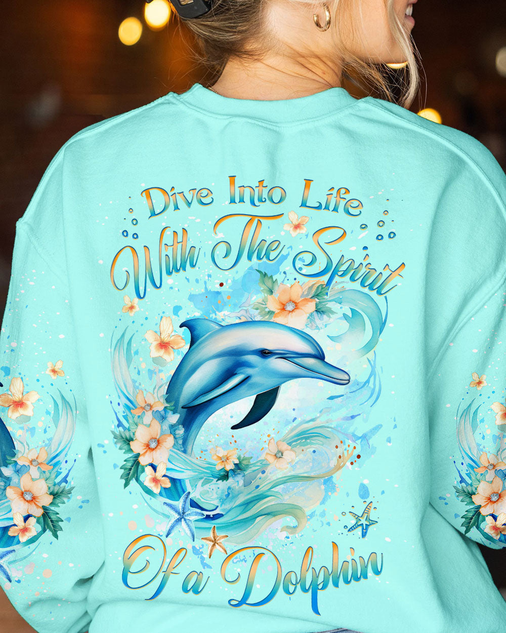 BLISSCORNERS DIVE INTO LIFE WITH THE SPIRIT DOLPHIN ALL OVER PRINT