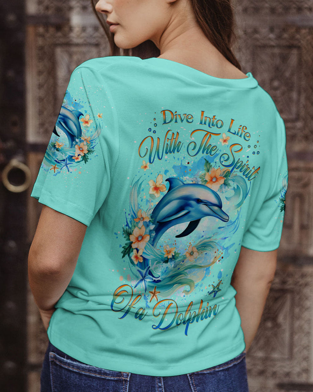 BLISSCORNERS DIVE INTO LIFE WITH THE SPIRIT DOLPHIN ALL OVER PRINT