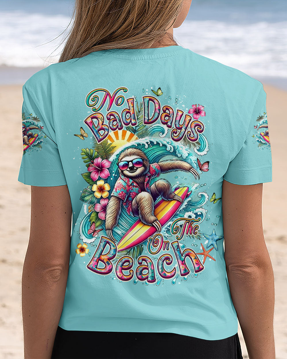 BLISSCORNERS NO BAD DAYS ON THE BEACH SLOTH ALL OVER PRINT