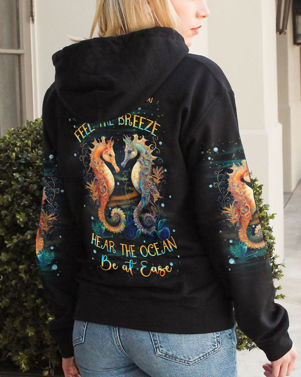 BLISSCORNERS SMELL THE SEA FEEL THE BREEZE SEAHORSE ALL OVER PRINT