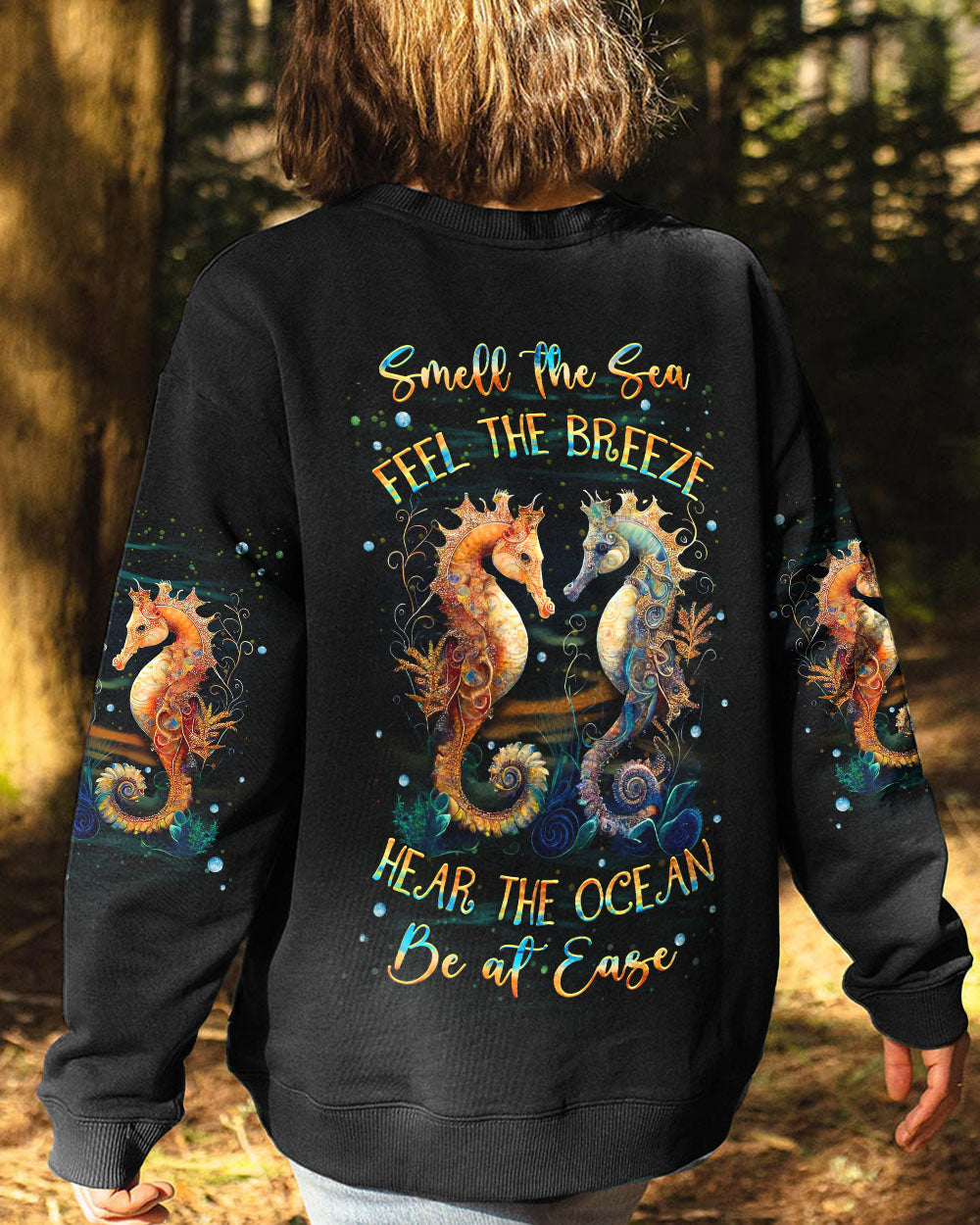 BLISSCORNERS SMELL THE SEA FEEL THE BREEZE SEAHORSE ALL OVER PRINT