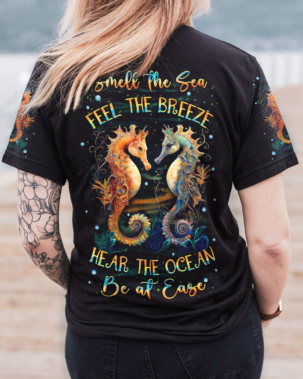 BLISSCORNERS SMELL THE SEA FEEL THE BREEZE SEAHORSE ALL OVER PRINT