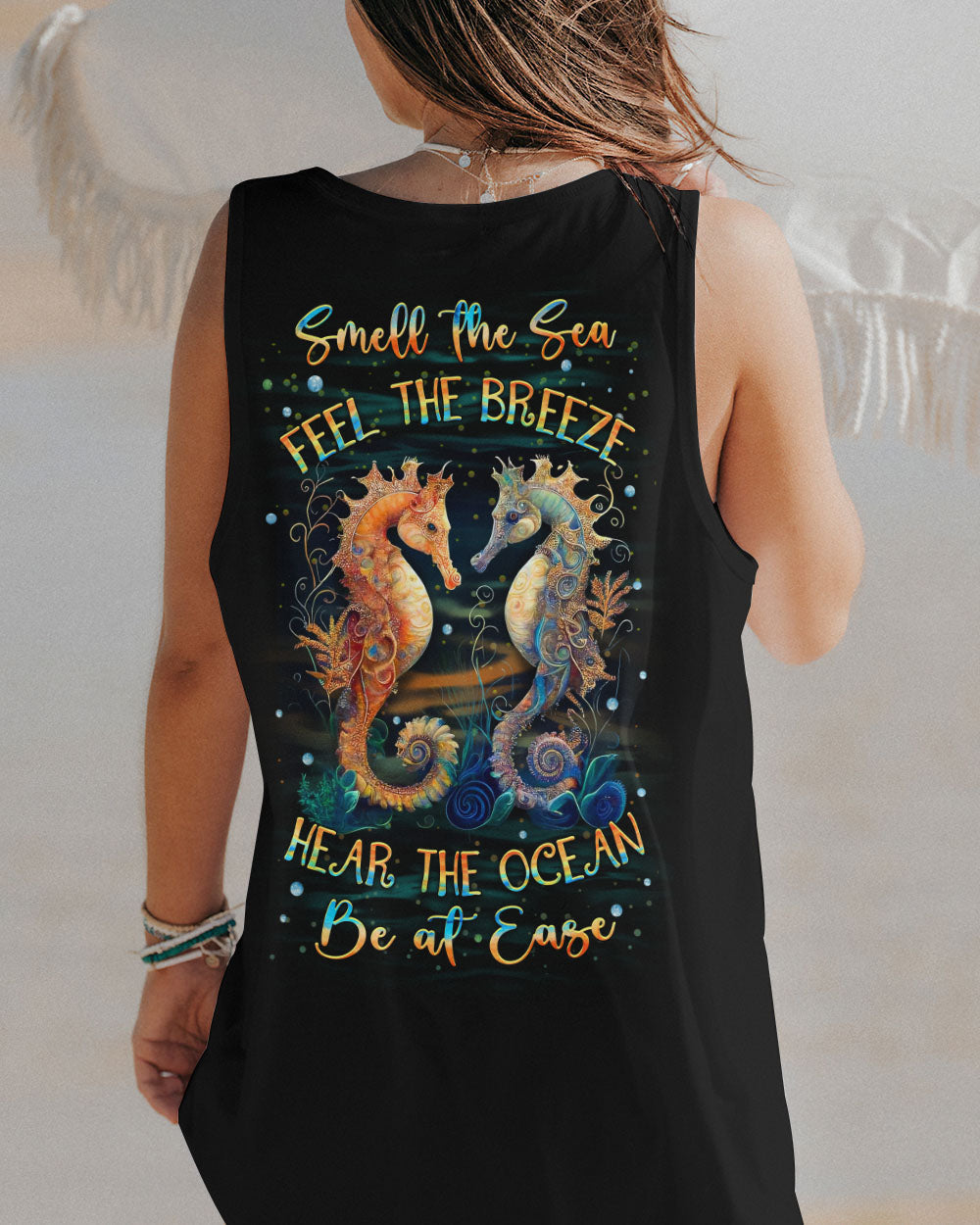 BLISSCORNERS SMELL THE SEA FEEL THE BREEZE SEAHORSE ALL OVER PRINT