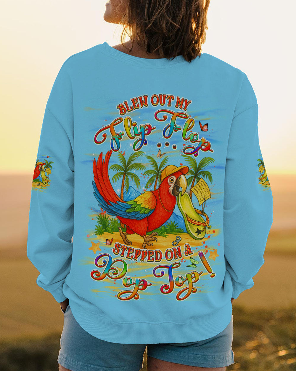 BLISSCORNERS BLEW OUT MY FLIP FLOP PARROT ALL OVER PRINT