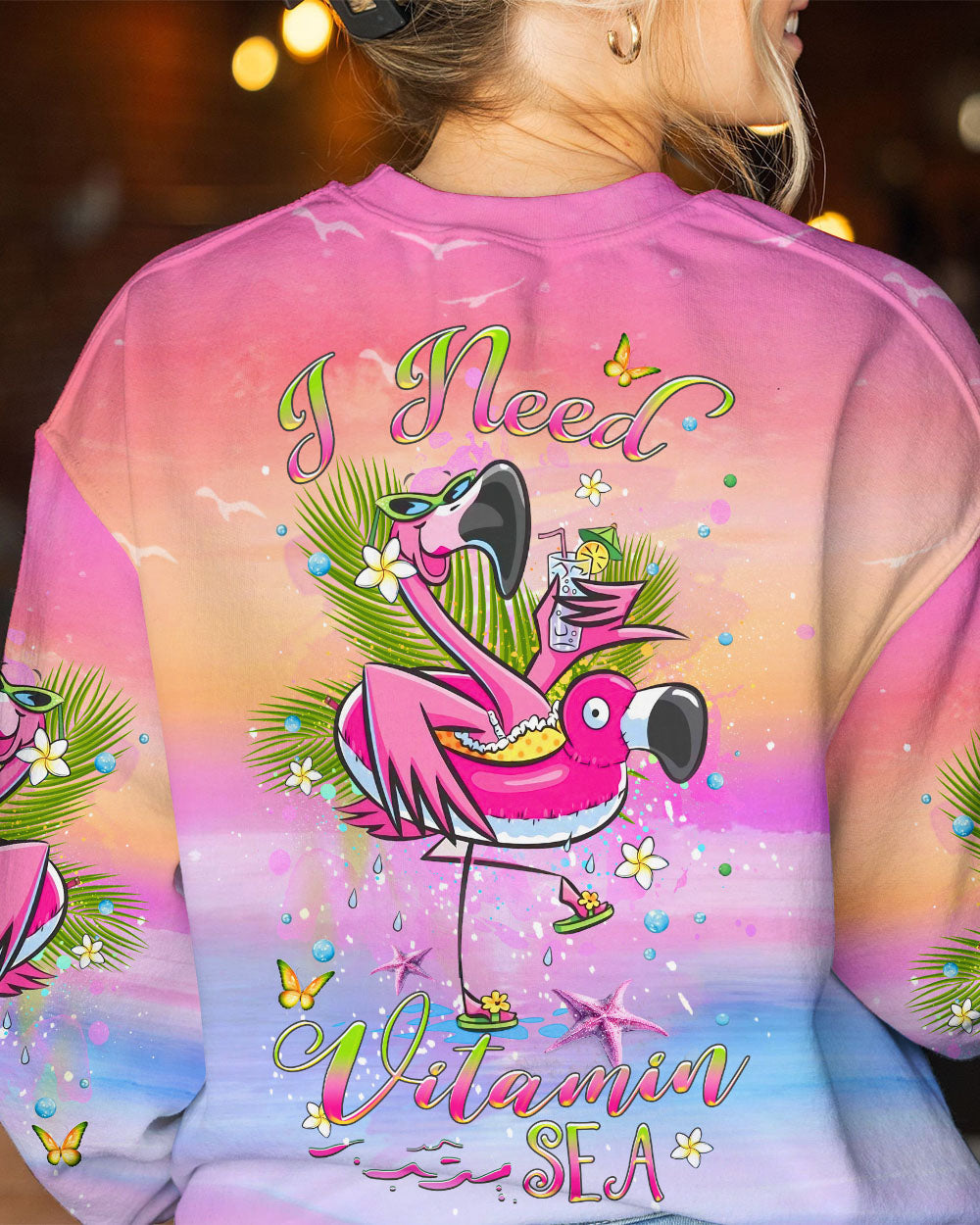 BLISSCORNERS I NEED VITAMIN SEA FLAMINGO ALL OVER PRINT