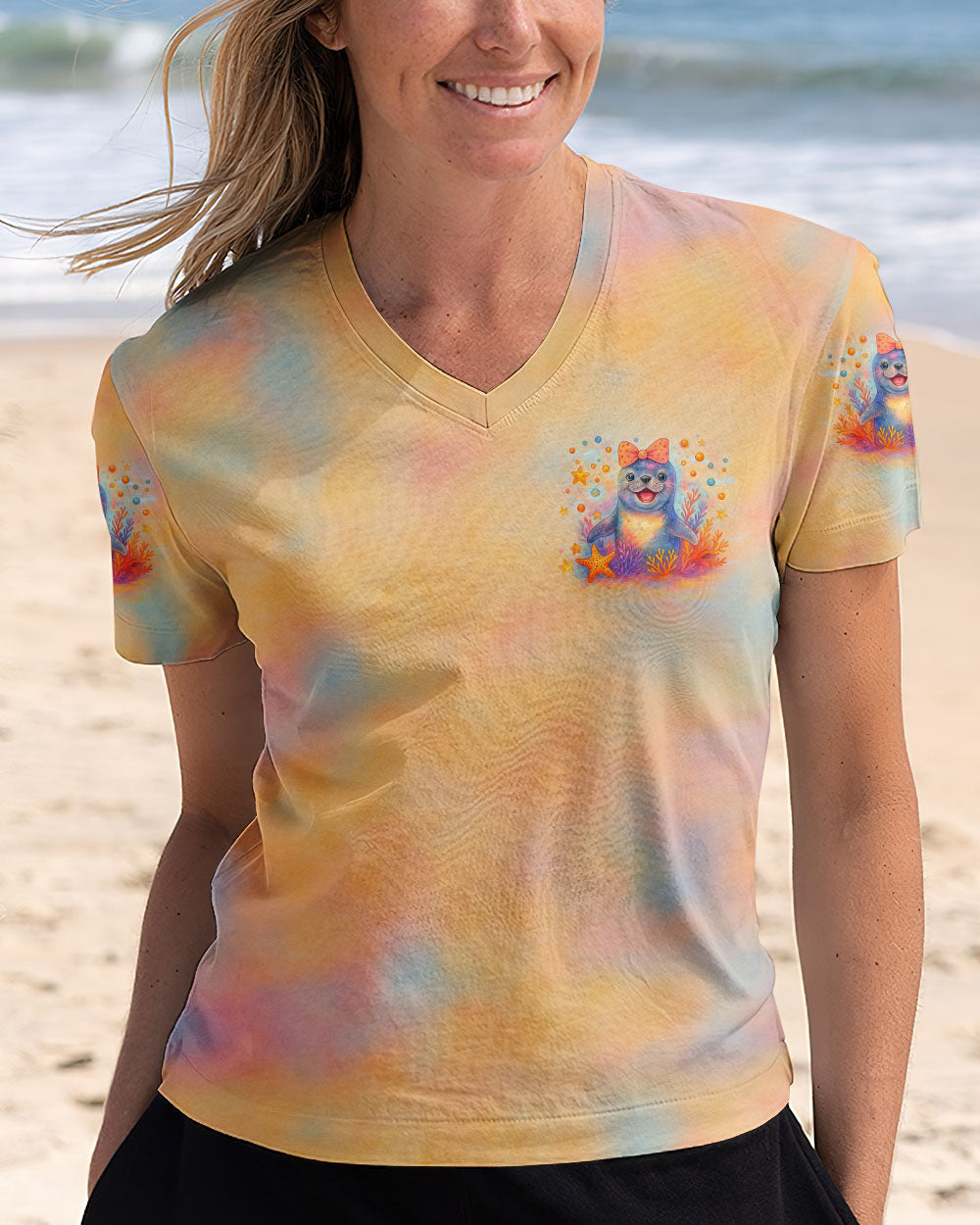 BLISSCORNERS DON'T WORRY BEACH HAPPY SEAL ALL OVER PRINT