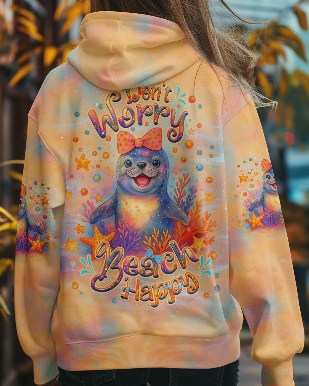 BLISSCORNERS DON'T WORRY BEACH HAPPY SEAL ALL OVER PRINT