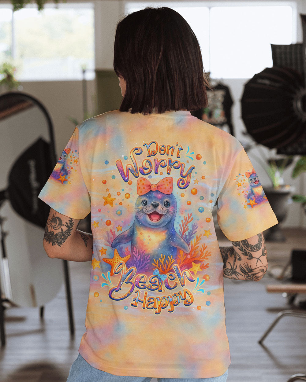 BLISSCORNERS DON'T WORRY BEACH HAPPY SEAL ALL OVER PRINT