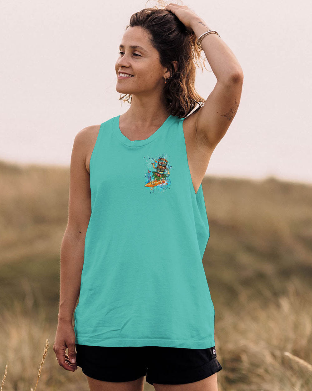 BLISSCORNERS SEAS THE DAY AND RIDE THE WAVES TIKI ALL OVER PRINT