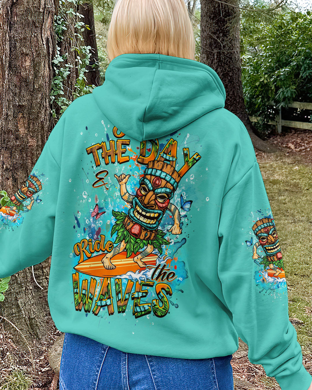 BLISSCORNERS SEAS THE DAY AND RIDE THE WAVES TIKI ALL OVER PRINT