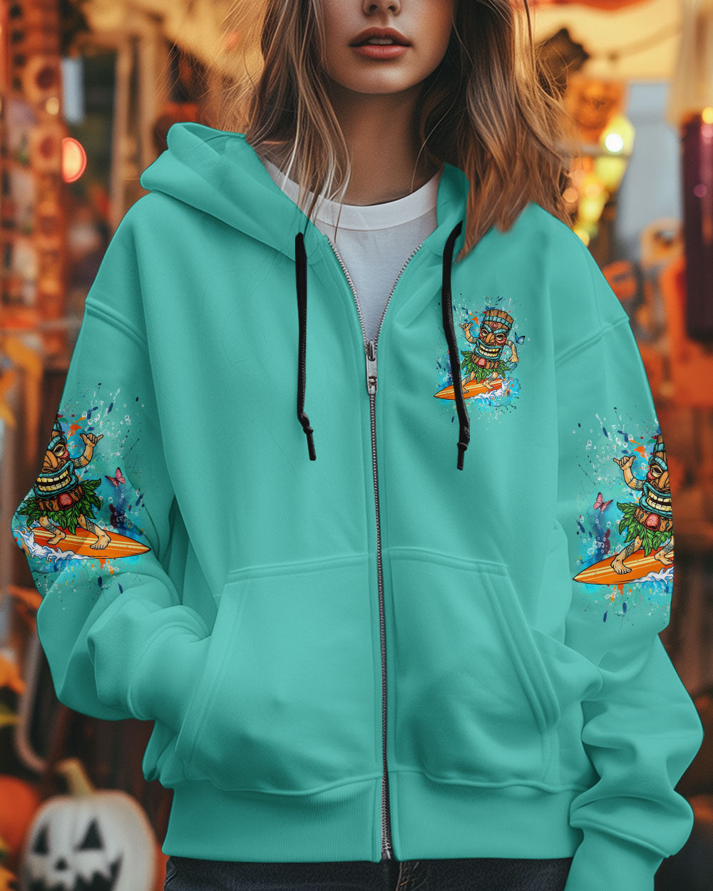 BLISSCORNERS SEAS THE DAY AND RIDE THE WAVES TIKI ALL OVER PRINT