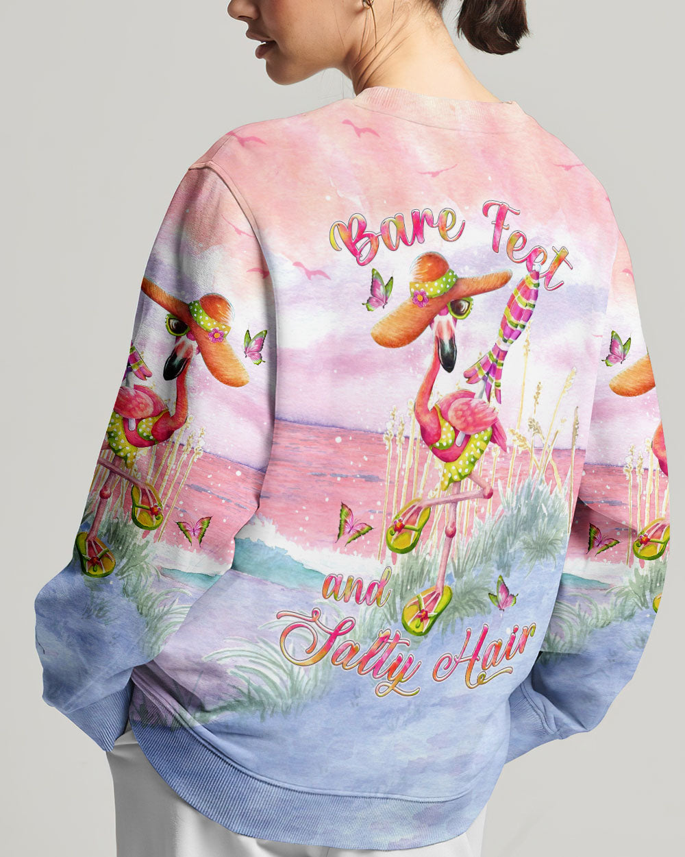 BLISSCORNERS BARE FEET AND SALTY HAIR FLAMINGO ALL OVER PRINT
