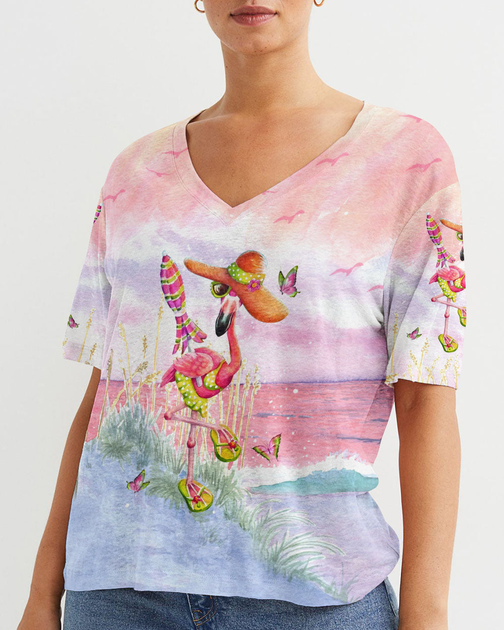 BLISSCORNERS BARE FEET AND SALTY HAIR FLAMINGO ALL OVER PRINT
