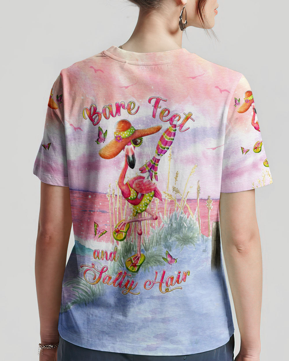 BLISSCORNERS BARE FEET AND SALTY HAIR FLAMINGO ALL OVER PRINT
