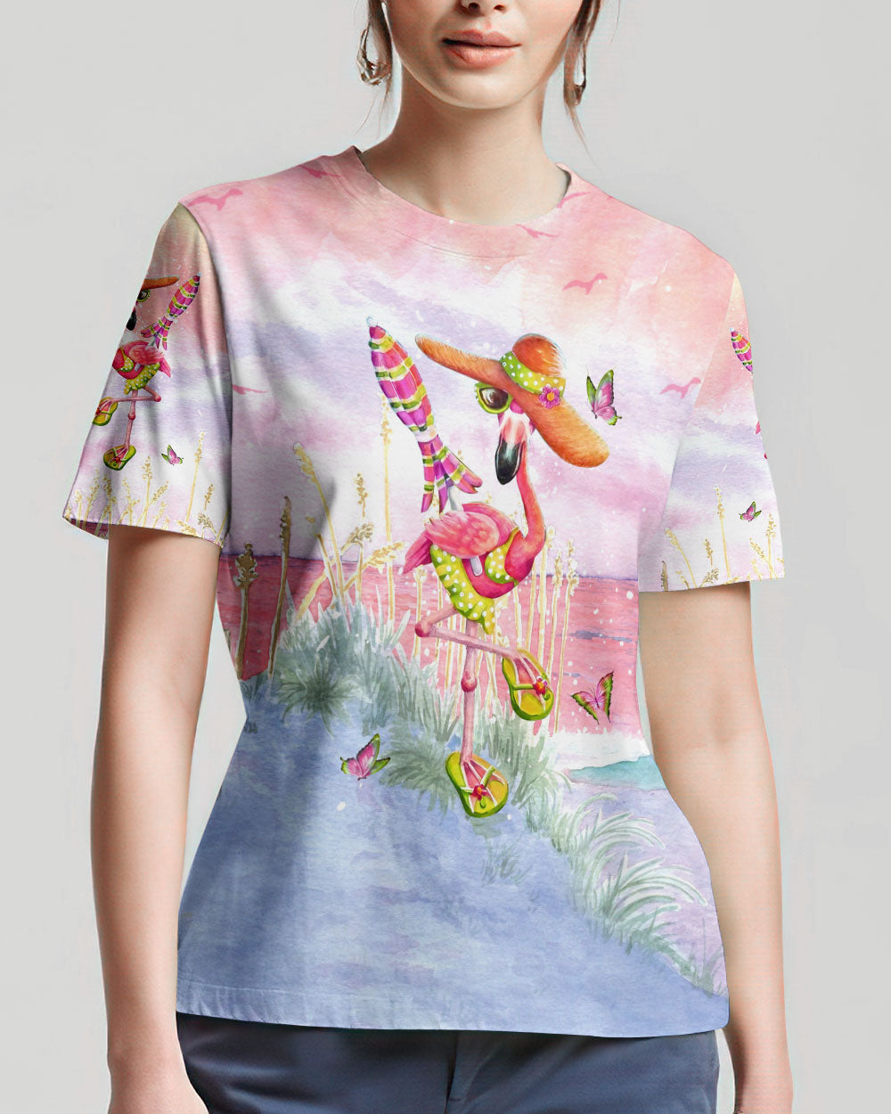 BLISSCORNERS BARE FEET AND SALTY HAIR FLAMINGO ALL OVER PRINT