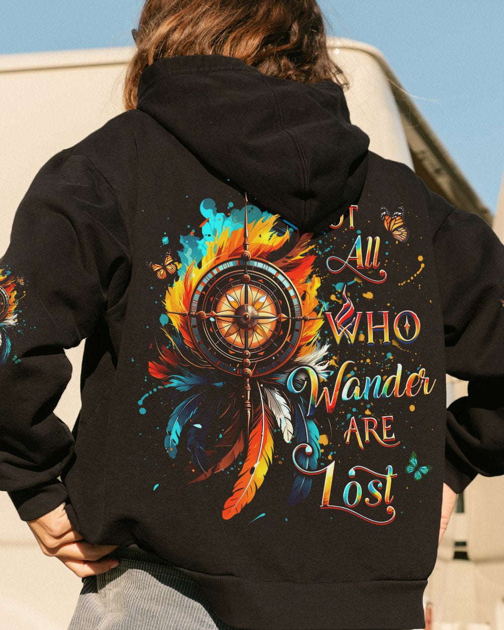 BLISSCORNERS NOT ALL WHO WANDER ARE LOST COMPASS ALL OVER PRINT