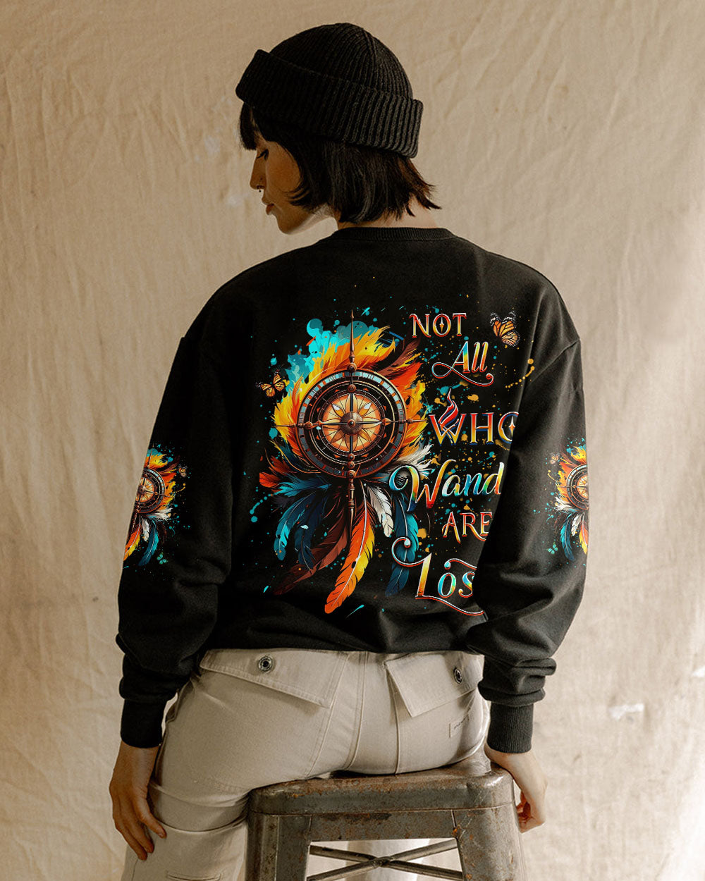BLISSCORNERS NOT ALL WHO WANDER ARE LOST COMPASS ALL OVER PRINT