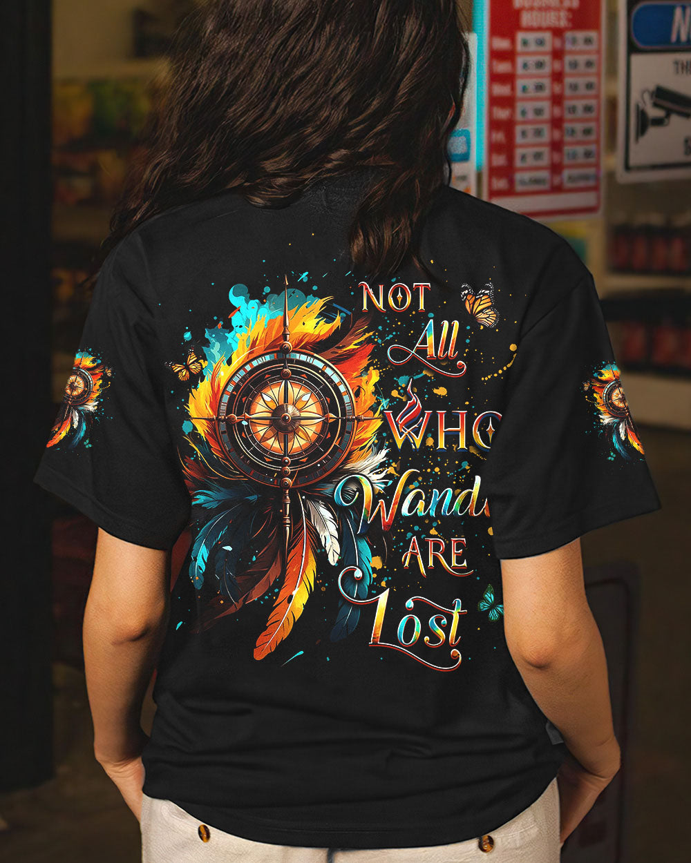 BLISSCORNERS NOT ALL WHO WANDER ARE LOST COMPASS ALL OVER PRINT