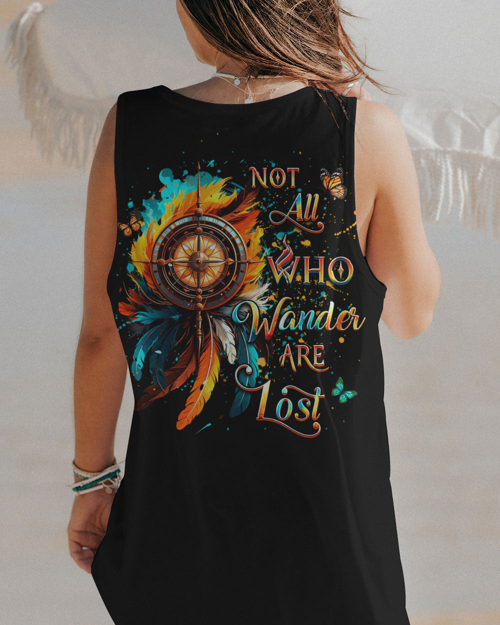 BLISSCORNERS NOT ALL WHO WANDER ARE LOST COMPASS ALL OVER PRINT