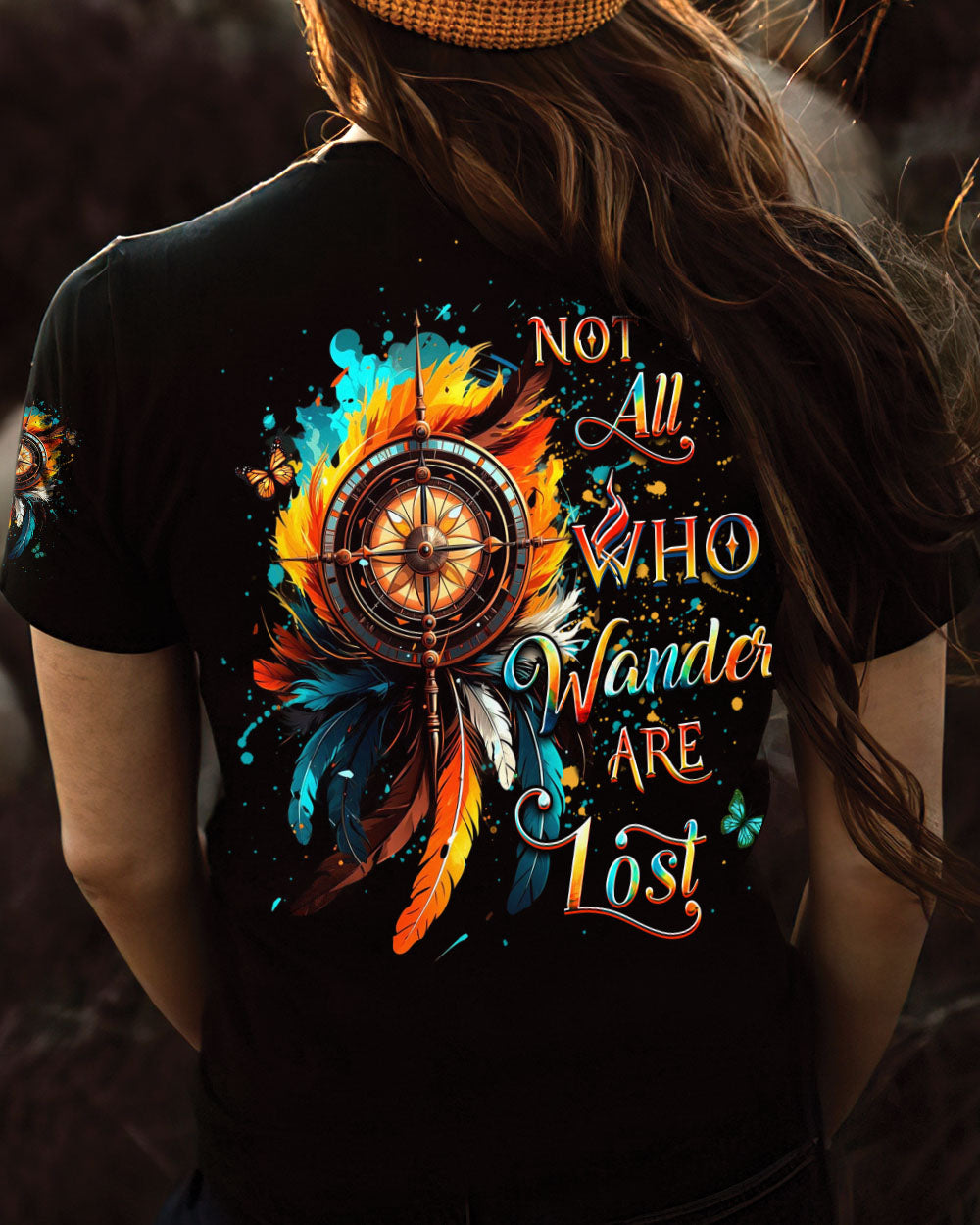 BLISSCORNERS NOT ALL WHO WANDER ARE LOST COMPASS ALL OVER PRINT