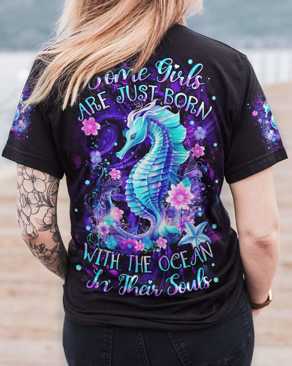 BLISSCORNERS SOME GIRLS ARE JUST BORN SEAHORSE ALL OVER PRINT