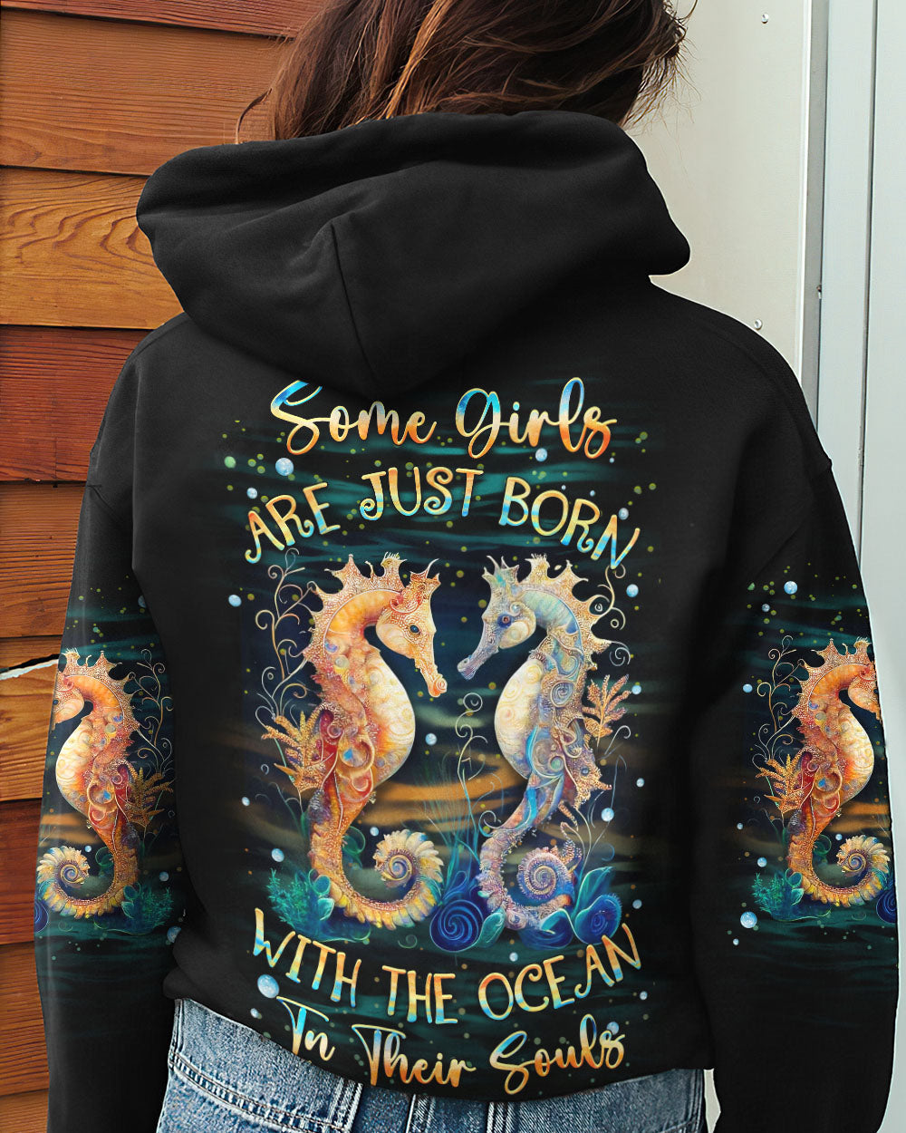 BLISSCORNERS SOME GIRLS ARE JUST BORN SEAHORSE ALL OVER PRINT