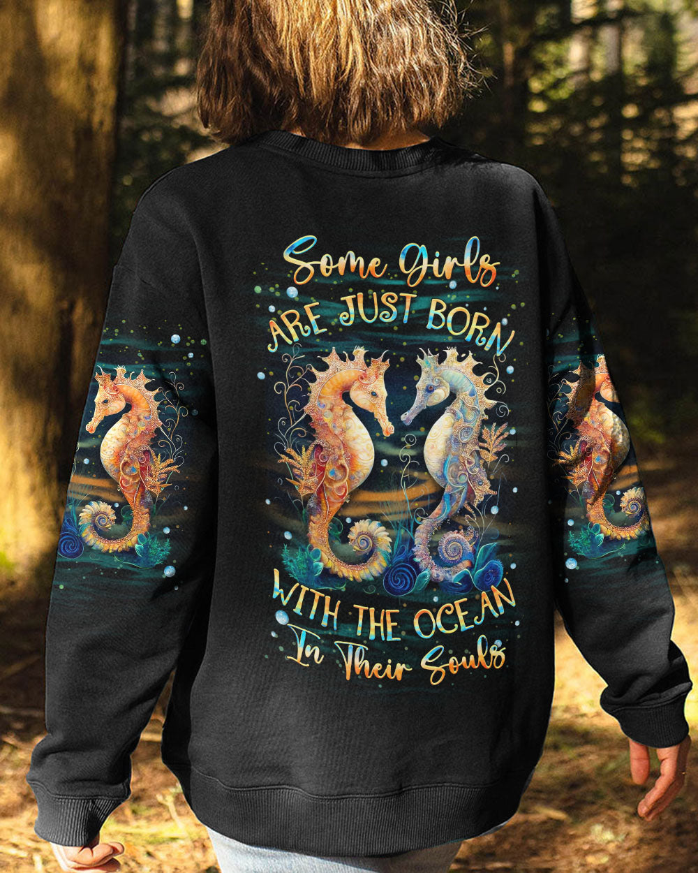 BLISSCORNERS SOME GIRLS ARE JUST BORN SEAHORSE ALL OVER PRINT