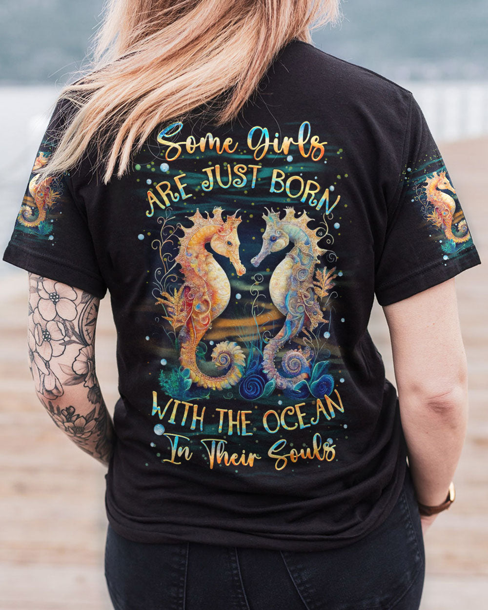 BLISSCORNERS SOME GIRLS ARE JUST BORN SEAHORSE ALL OVER PRINT