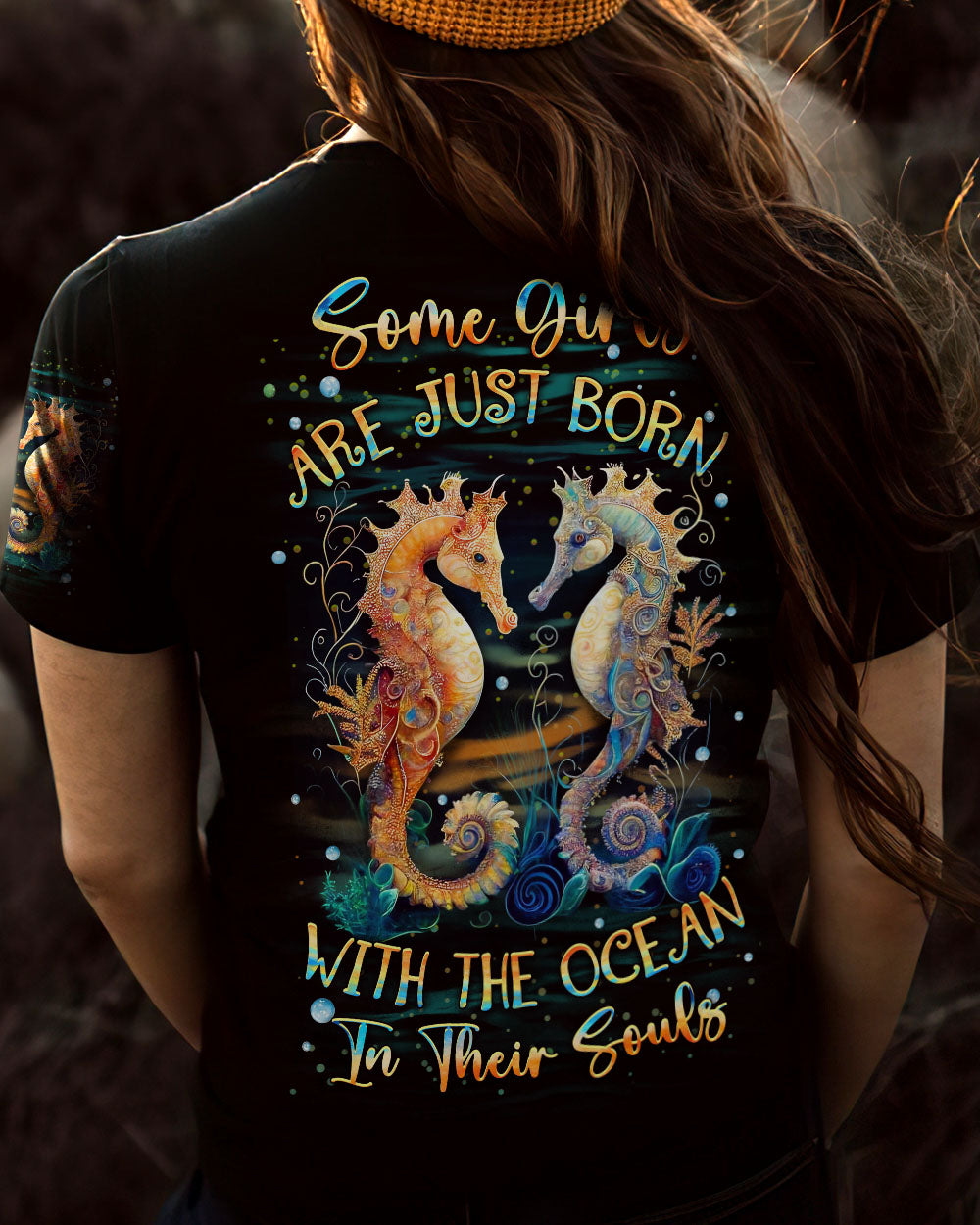 BLISSCORNERS SOME GIRLS ARE JUST BORN SEAHORSE ALL OVER PRINT