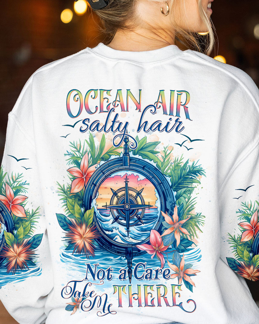 BLISSCORNERS OCEAN AIR SALTY HAIR COMPASS ALL OVER PRINT