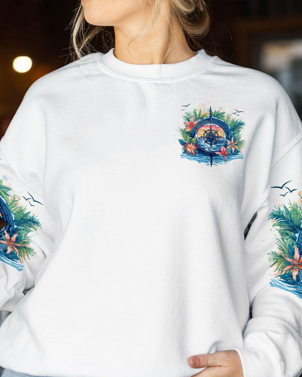 BLISSCORNERS OCEAN AIR SALTY HAIR COMPASS ALL OVER PRINT