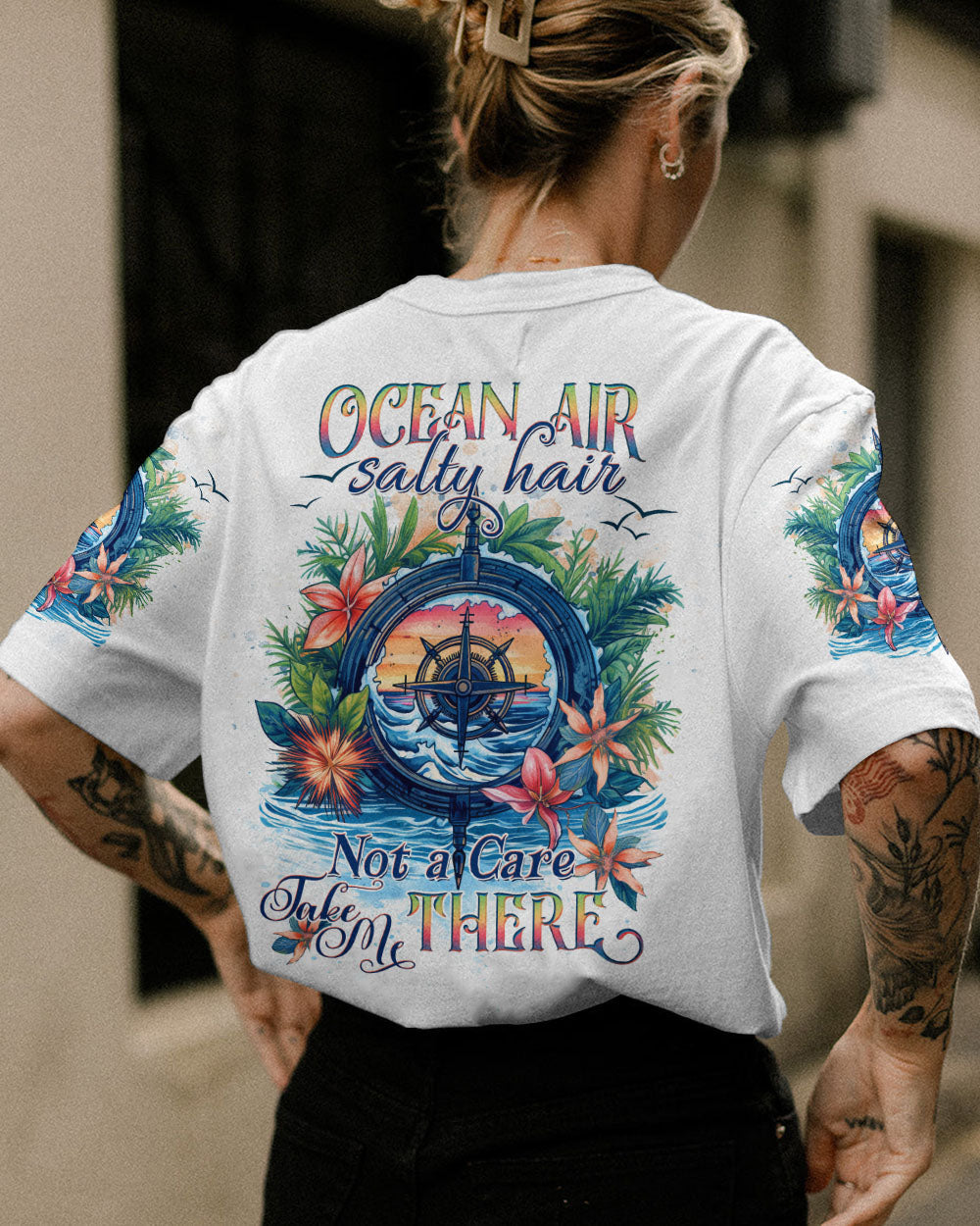 BLISSCORNERS OCEAN AIR SALTY HAIR COMPASS ALL OVER PRINT