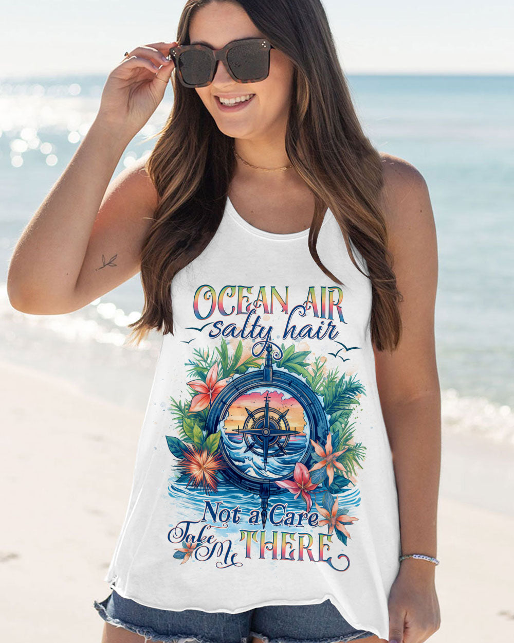 BLISSCORNERS OCEAN AIR SALTY HAIR COMPASS ALL OVER PRINT