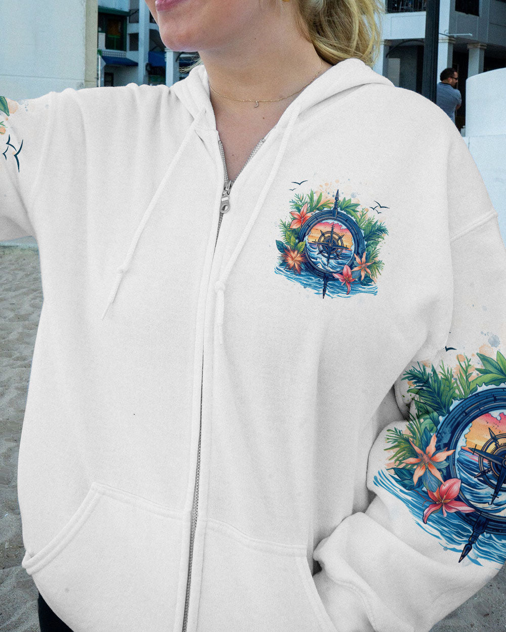 BLISSCORNERS OCEAN AIR SALTY HAIR COMPASS ALL OVER PRINT