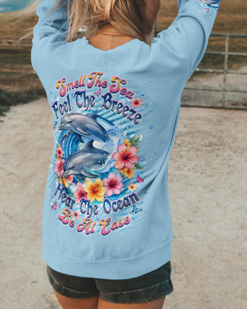 BLISSCORNERS SMELL THE SEA FEEL THE BREEZE DOLPHIN ALL OVER PRINT