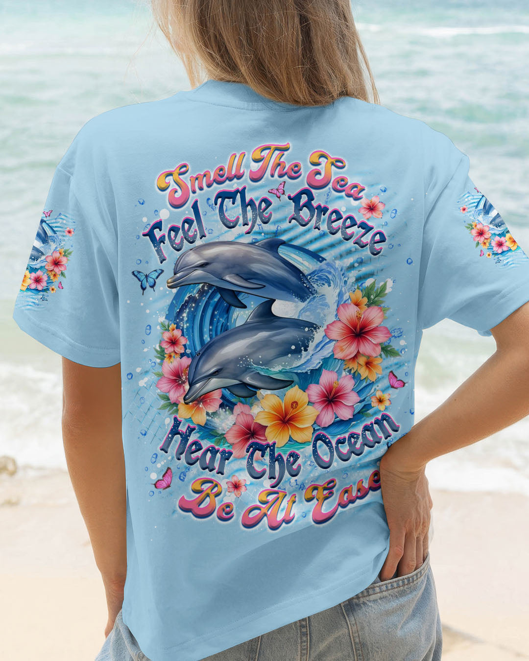 BLISSCORNERS SMELL THE SEA FEEL THE BREEZE DOLPHIN ALL OVER PRINT