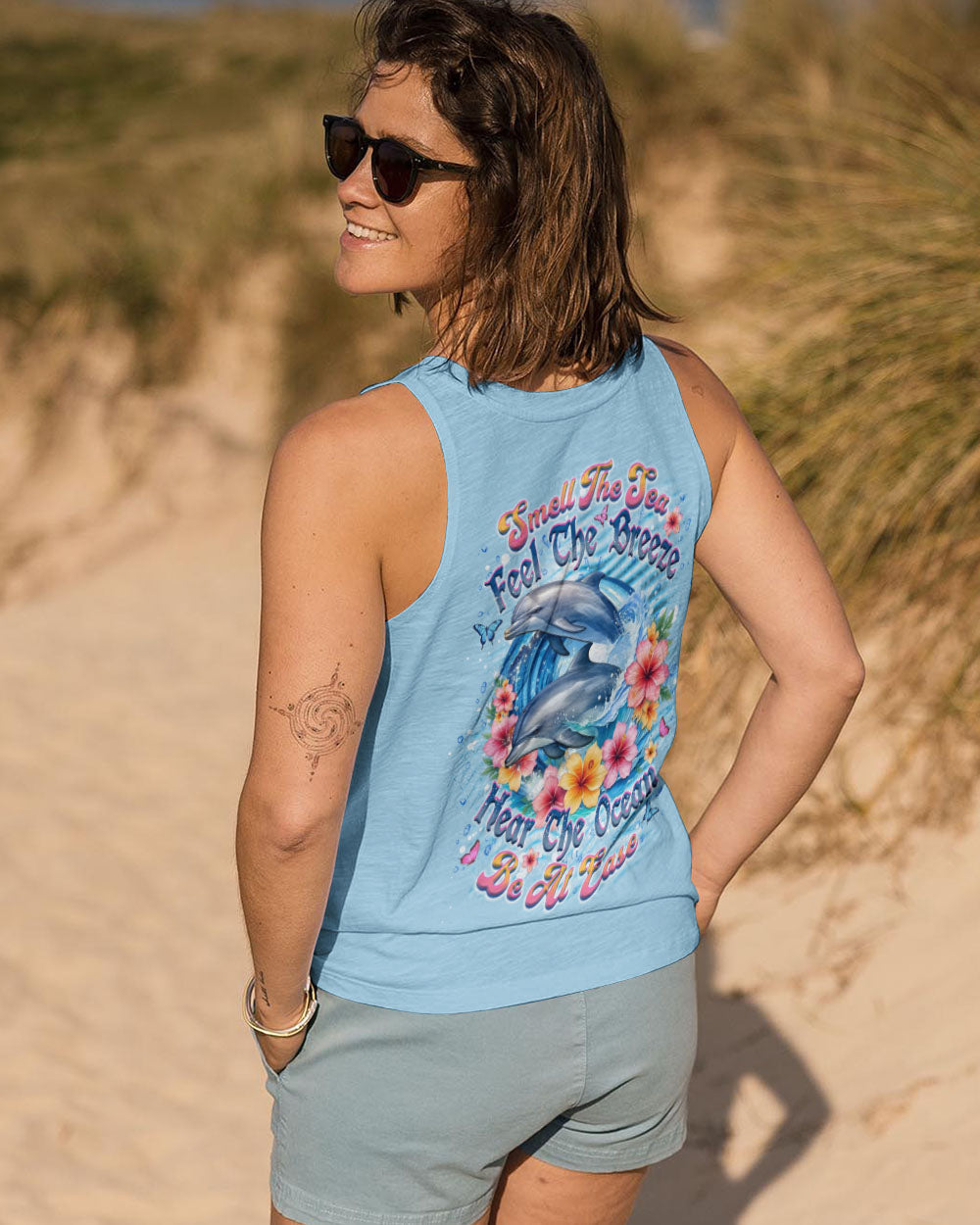 BLISSCORNERS SMELL THE SEA FEEL THE BREEZE DOLPHIN ALL OVER PRINT