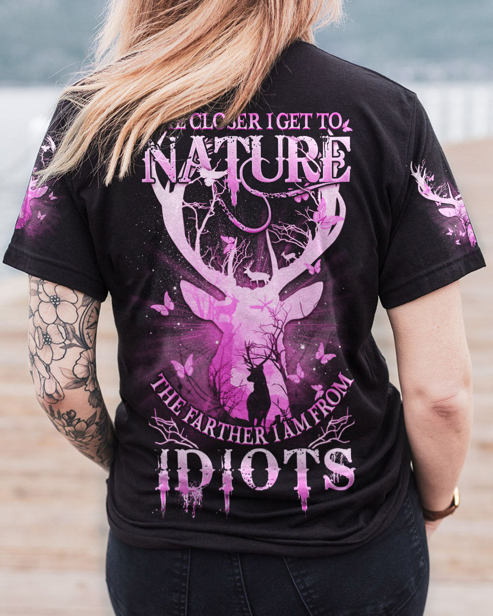 BLISSCORNERS THE CLOSER I GET TO NATURE DEER HUNTING ALL OVER PRINT