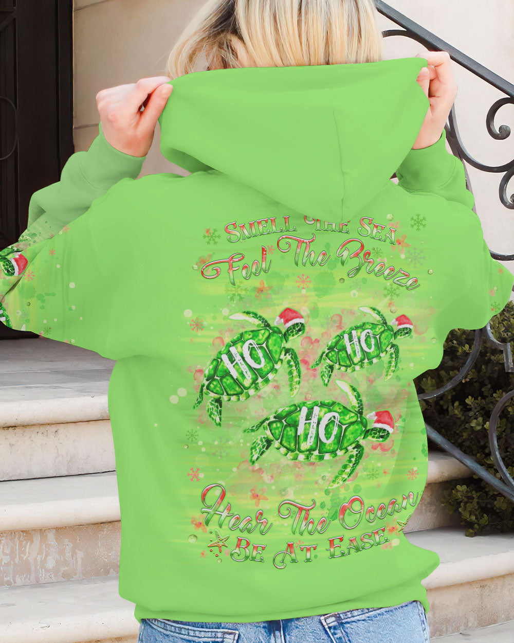BLISSCORNERS SMELL THE SEA FEEL THE BREEZE CHRISTMAS TURTLE ALL OVER PRINT