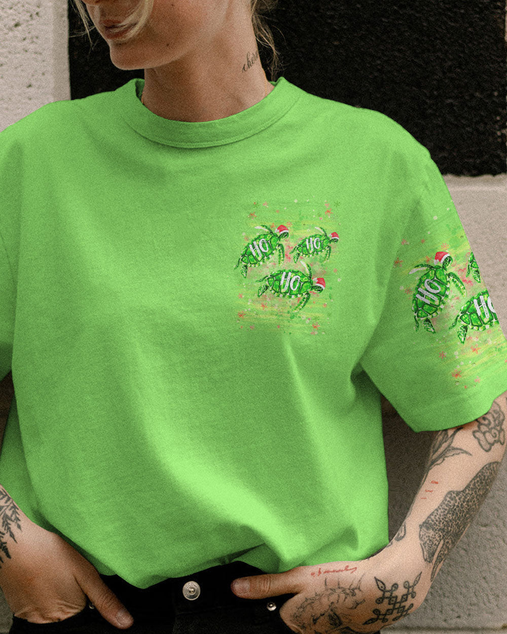 BLISSCORNERS SMELL THE SEA FEEL THE BREEZE CHRISTMAS TURTLE ALL OVER PRINT