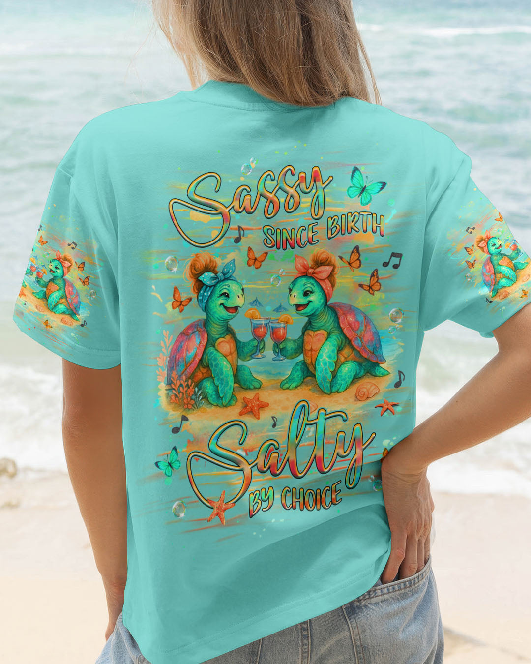 BLISSCORNERS SASSY SINCE BIRTH SALTY BY CHOICE TURTLE ALL OVER PRINT