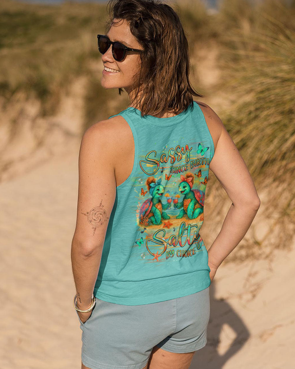 BLISSCORNERS SASSY SINCE BIRTH SALTY BY CHOICE TURTLE ALL OVER PRINT