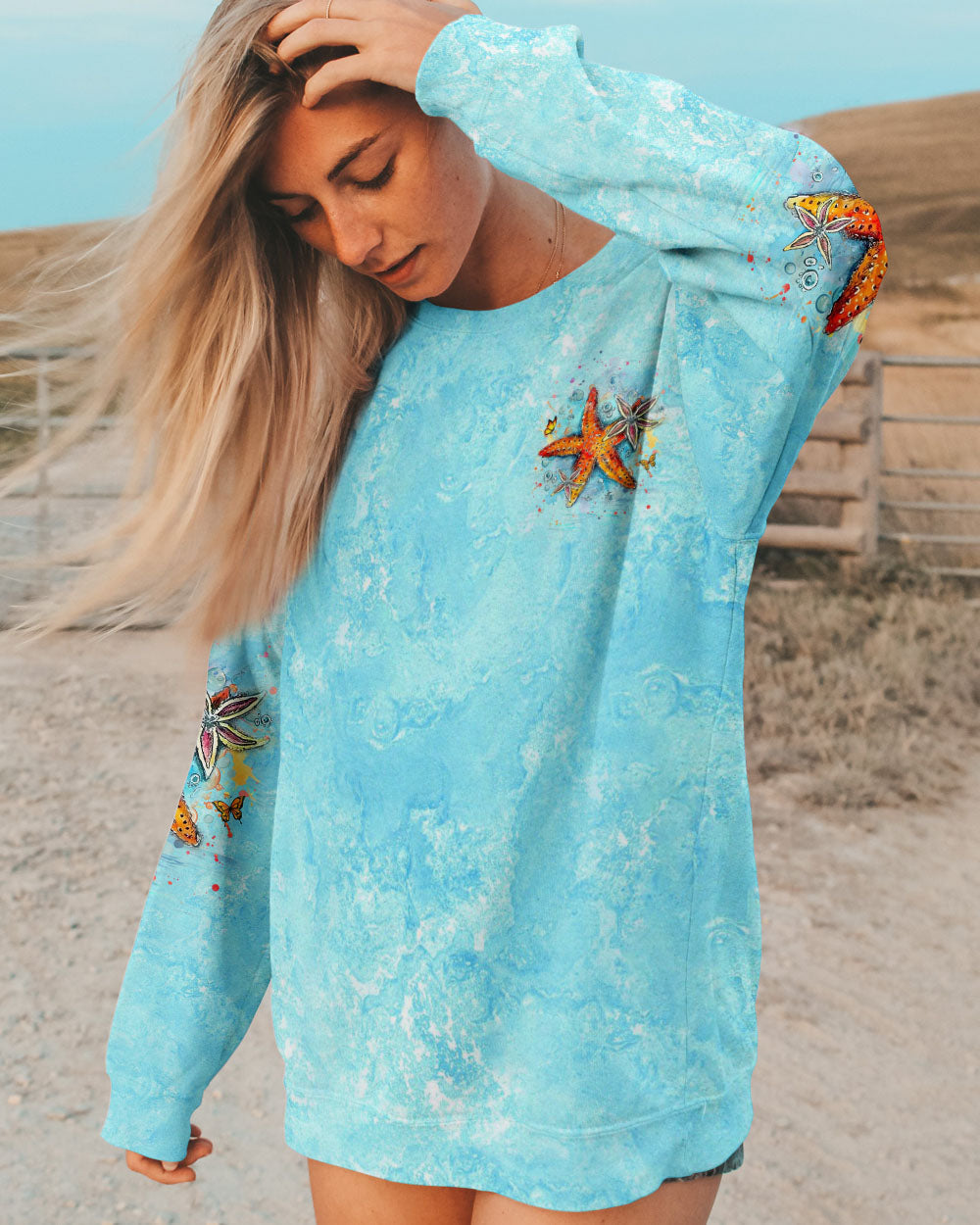 BLISSCORNERS SMELL THE SEA FEEL THE BREEZE STARFISH ALL OVER PRINT