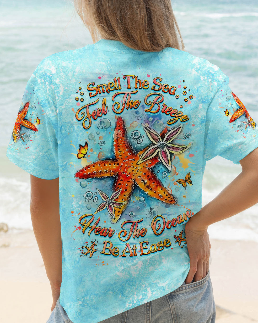 BLISSCORNERS SMELL THE SEA FEEL THE BREEZE STARFISH ALL OVER PRINT