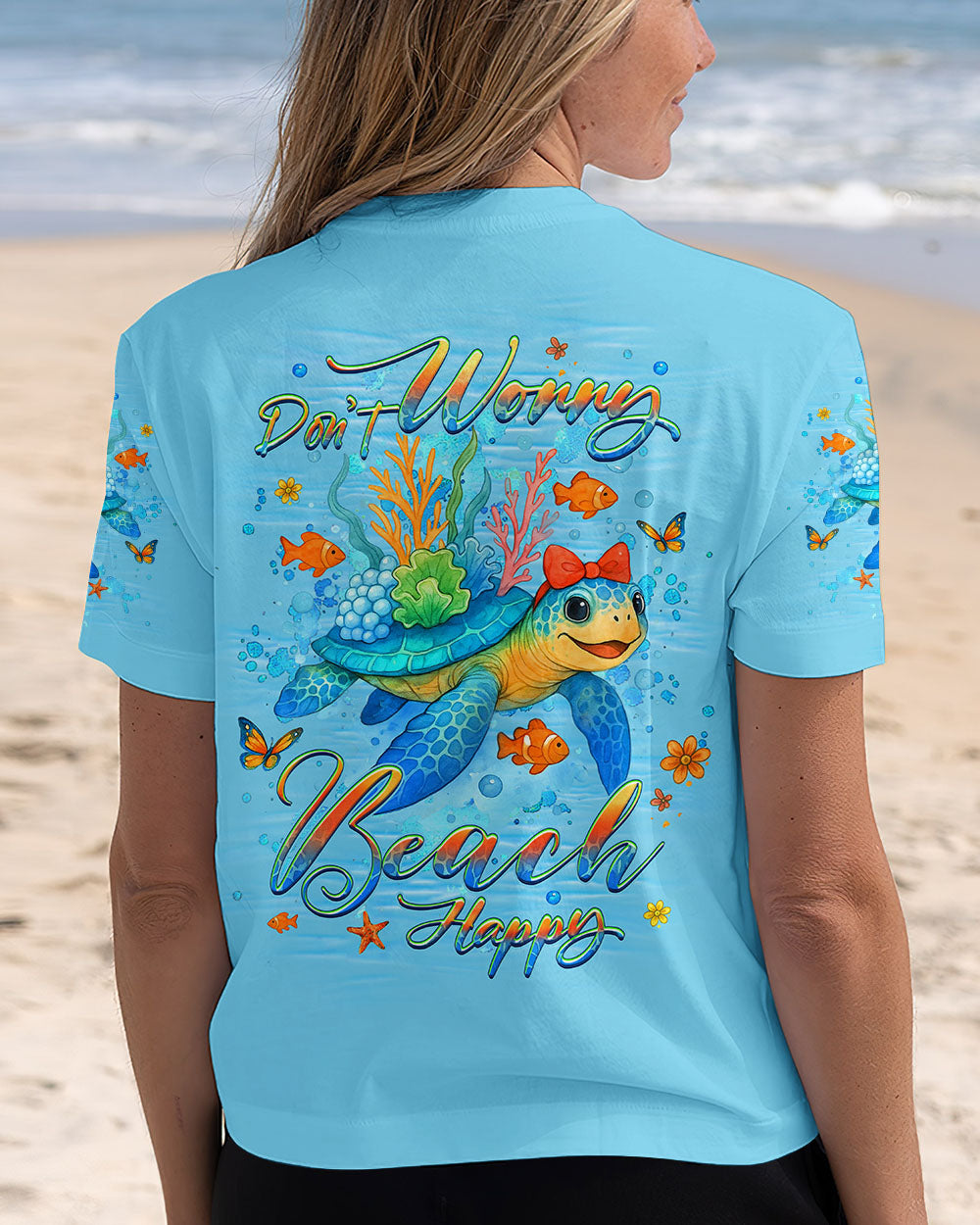 BLISSCORNERS DON'T WORRY BEACH HAPPY TURTLE ALL OVER PRINT