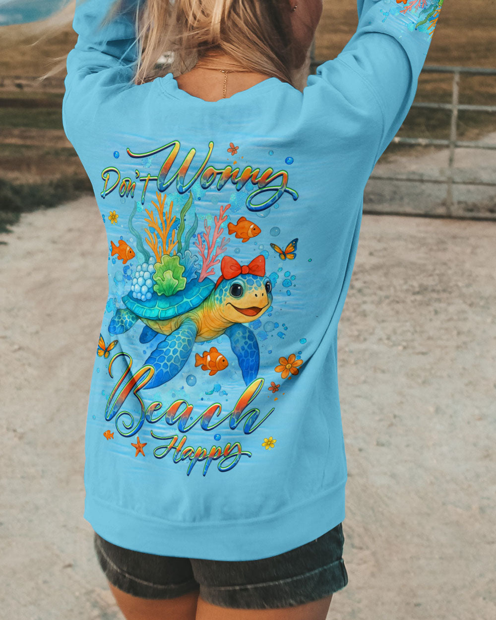 BLISSCORNERS DON'T WORRY BEACH HAPPY TURTLE ALL OVER PRINT