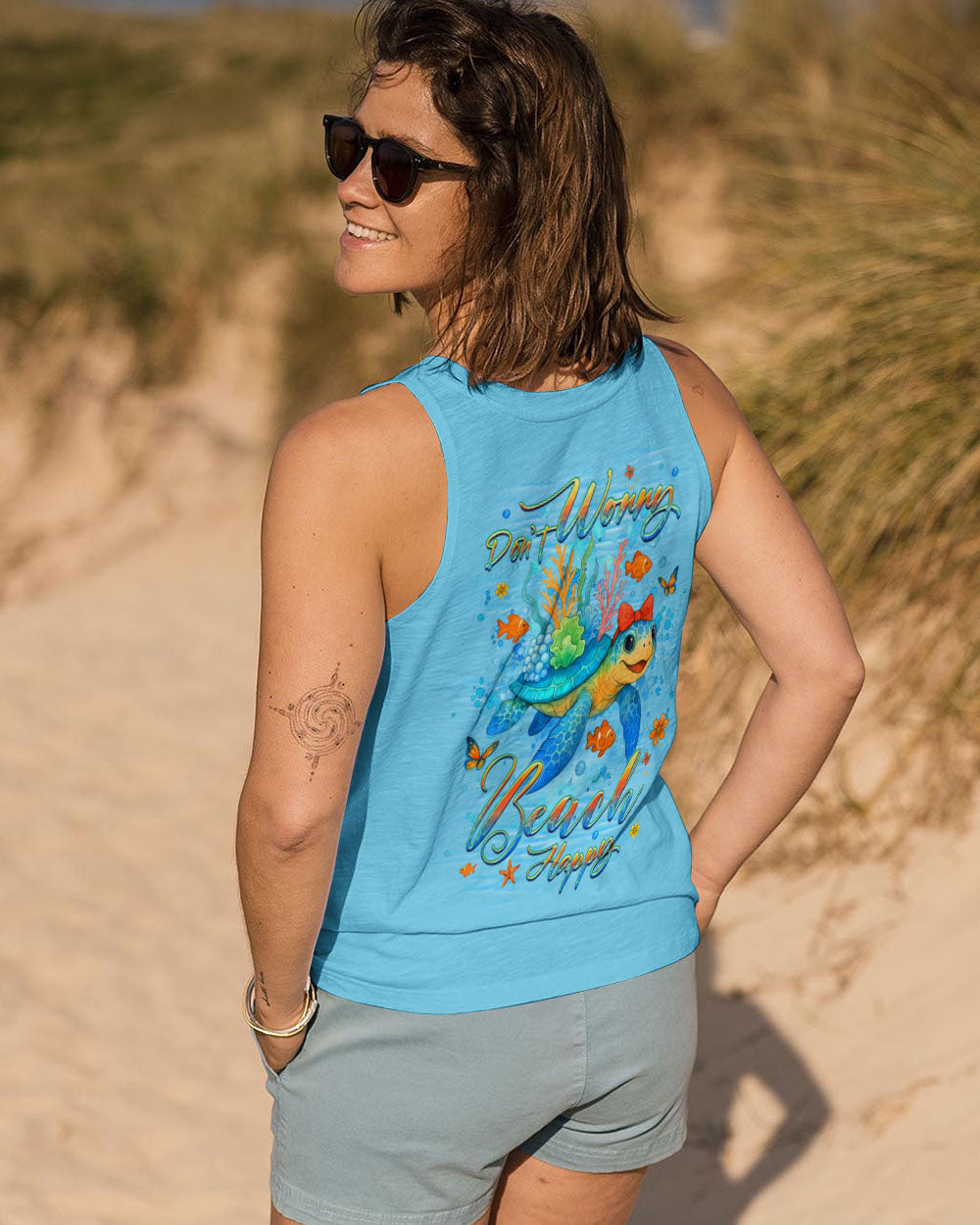 BLISSCORNERS DON'T WORRY BEACH HAPPY TURTLE ALL OVER PRINT