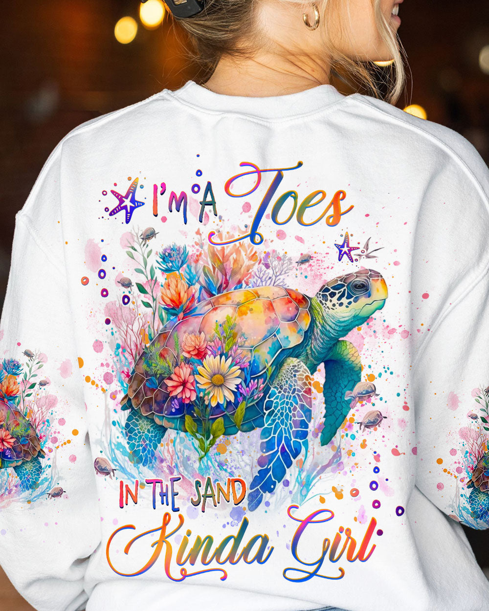 BLISSCORNERS I'M A TOES IN THE SAND KINDA GIRL TURTLE ALL OVER PRINT