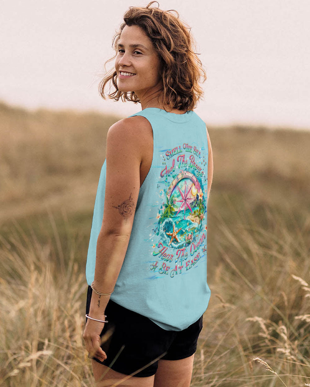 BLISSCORNERS SMELL THE SEA FEEL THE BREEZE COMPASS ALL OVER PRINT
