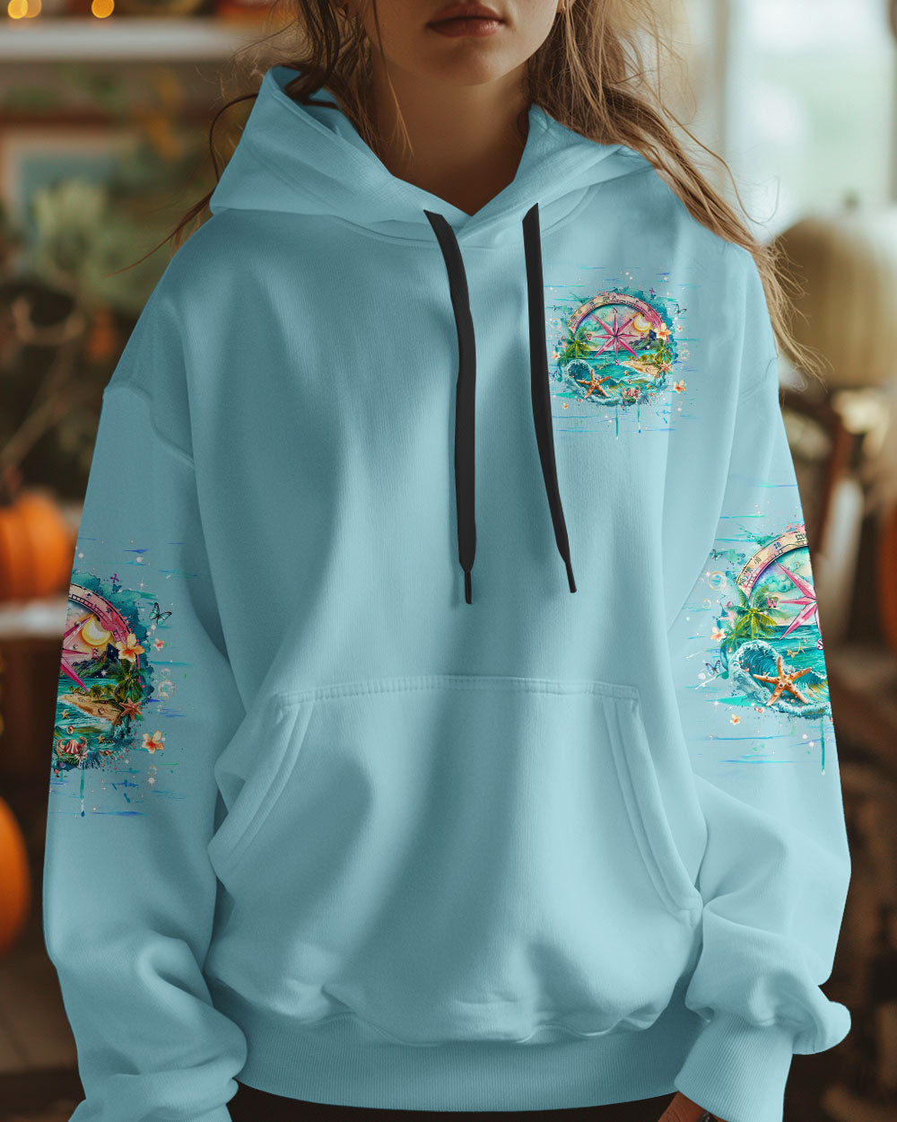 BLISSCORNERS SMELL THE SEA FEEL THE BREEZE COMPASS ALL OVER PRINT